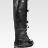 Burberry Leather LaceUp KneeHigh Boots in Black - Lyst