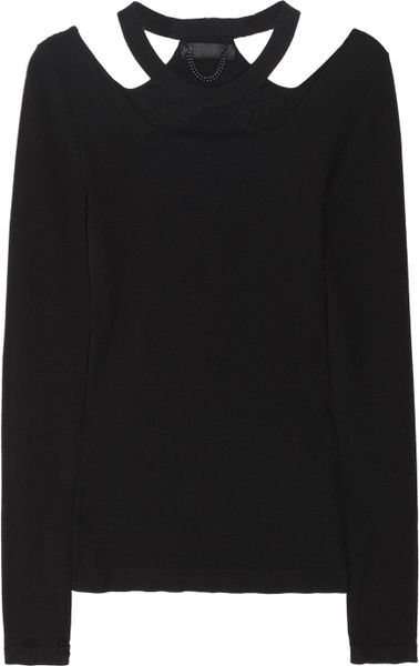 Burberry Prorsum Cutout Wool and Cashmere Blend Sweater in Black - Lyst