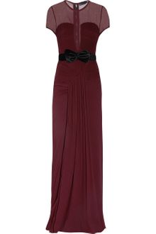 Burberry Prorsum Belted Crinkled Silk Crepe Gown - Lyst