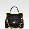 Dolce & Gabbana Mini Miss Sicily Floral Lace Sequins Satchel in Black - Lyst
