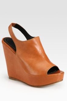 Elizabeth And James Leather Slingback Wedge Platform Sandals - Lyst