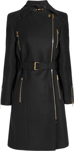 Gucci Belted Wool Felt Coat in Black - Lyst
