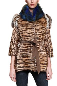 Hockley Leopard Print Fox and Raccoon Fur Coat - Lyst