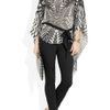 Roberto Cavalli Printed Silk Chiffon Top in Gray (white) - Lyst
