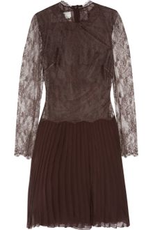 Valentino Lace and Pleated Silkchiffon Dress - Lyst
