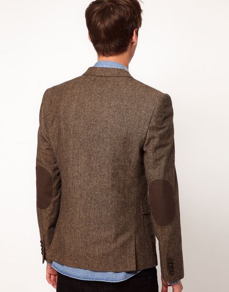 Asos Asos Slim Fit Tweed Blazer In Brown For Men Lyst