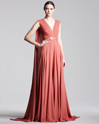 Elie Saab Capeback Georgette Gown - Lyst