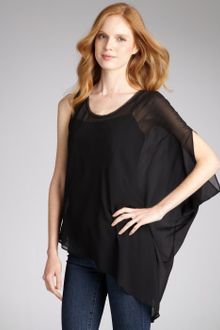Helmut Lang Black Silk Asymmetrical Single Short Sleeve Ghost Top - Lyst