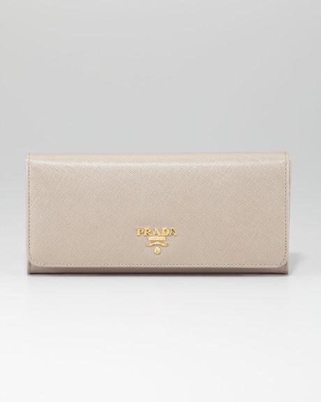 Prada Large Organizer Flap Continental Wallet in Beige (medium gray) - Lyst