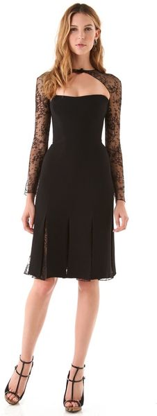 Reem Acra Long Sleeve Lace Cocktail Dress in Black (jet)