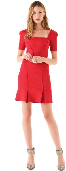 Zac Posen Bondage Dress in Red (poppy) - Lyst