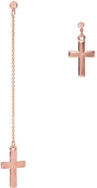 Asos Mismatch Cross Earrings - Lyst