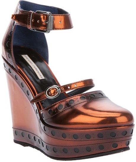 Opening Ceremony Olivia Wedge Sandal in Brown (copper) - Lyst
