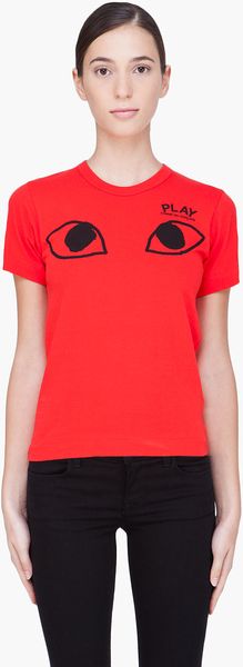 Play Comme Des Garçons Red Black Outline T-shirt - Lyst