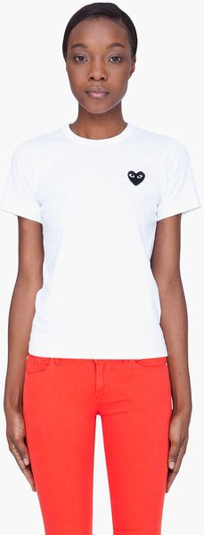 Play Comme Des Garçons White Black Emblem Tshirt - Lyst