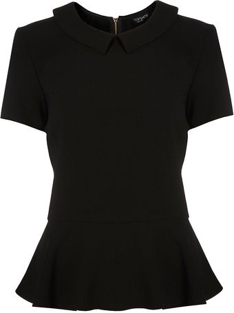 Topshop Structured Peplum Collar Top - Lyst