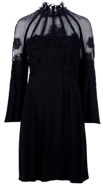 Alberta Ferretti Lace Detail Dress - Lyst
