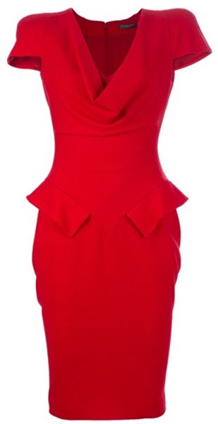Alexander Mcqueen Archive Peplum Dress in Red - Lyst