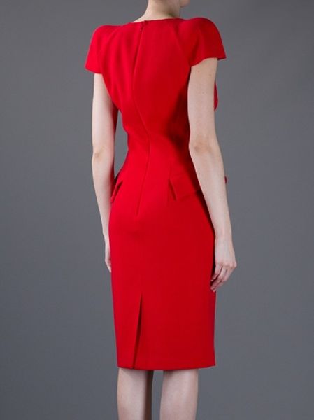 red peplum gown
