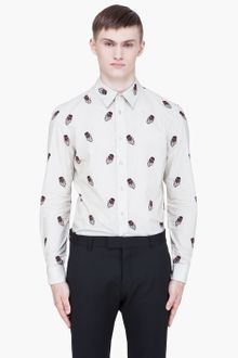 Alexander McQueen Cream Feather Print Shirt - Lyst