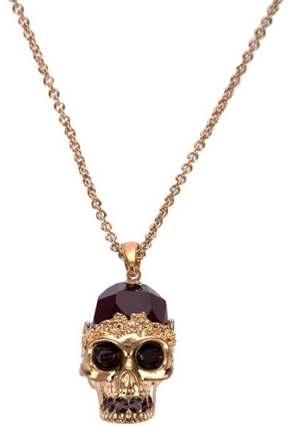 Alexander Mcqueen Skull Necklace in Gold - Lyst