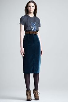 Burberry Prorsum Velvet Pencil Skirt - Lyst