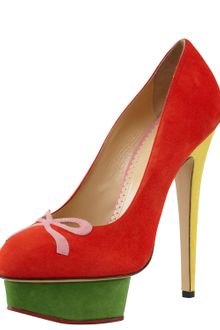 Charlotte Olympia Arabella Colorblock Suede Bowtoe Pump - Lyst
