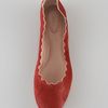 Chloé Scalloped Calf Hair Ballerina Flat in Red (rust) - Lyst