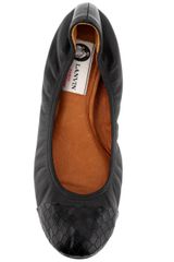 Lanvin Ballerina Flat with Python Toe Cap