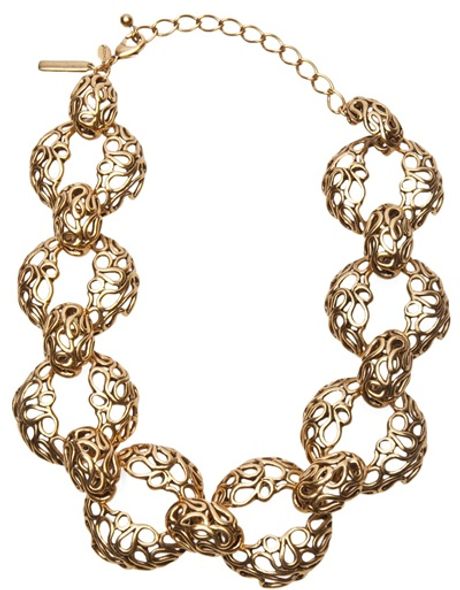 Oscar De La Renta Filigree Links Necklace in Gold - Lyst
