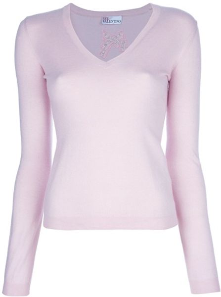 Red Valentino Lace Bow Detail Top in Pink - Lyst