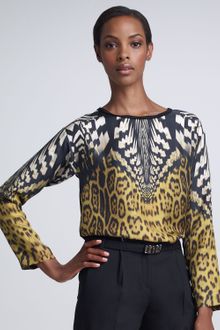 Roberto Cavalli Mixed print Top - Lyst