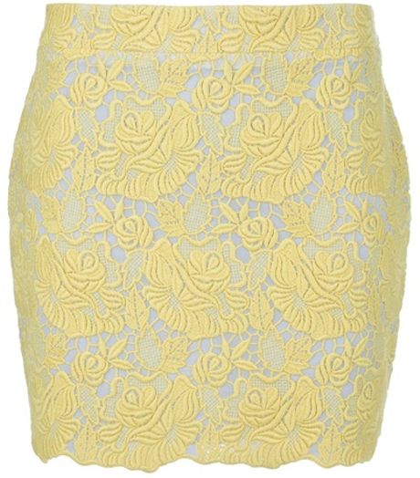 Stella Mccartney Lace Skirt in Yellow - Lyst