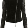 Topshop Suede Perforated Biker Jacket in Black - Lyst