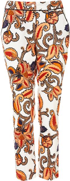 Topshop Paisley Print Cigarette Trousers in Multicolor (pink) - Lyst