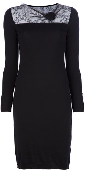 Valentino Lace Panelled Dress - Lyst