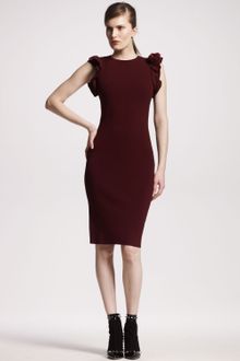 Valentino Velvet Ruffledshoulder Dress - Lyst