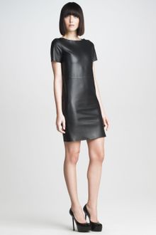Yves Saint Laurent Plonge Leather Dress - Lyst