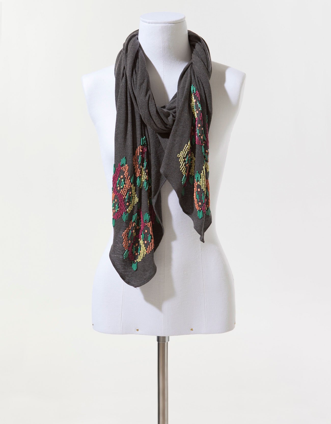 Zara Scarf with Coloured Beads in Pink Lyst