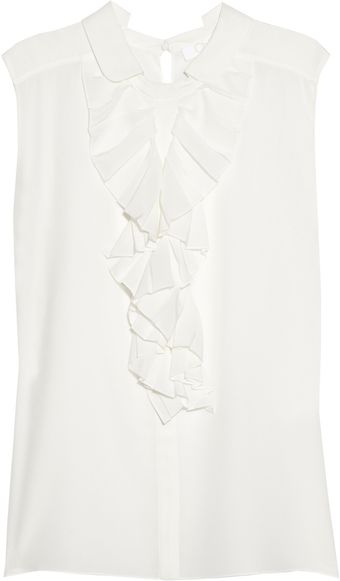 Chloé Ruffled Silk Crepe De Chine Top - Lyst