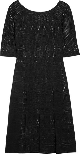 Lela Rose Patterned Woolblend Dress in Black - Lyst