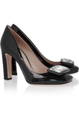 Miu Miu Swarovski Crystal Embellished Patent Leather Pumps