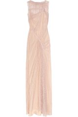 Nina Ricci Draped Floral Lace Gown
