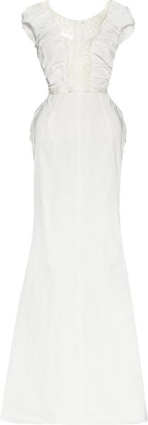 Nina Ricci Ruched Taffeta And Lace Gown in White - Lyst