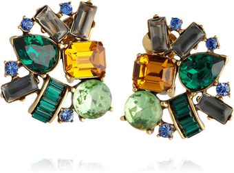 Oscar de la Renta Gold-Plated Crystal Clip Earrings - Lyst
