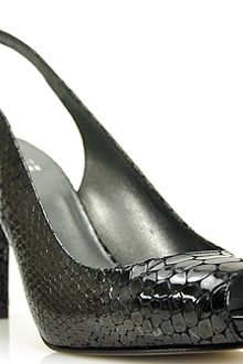 Stuart Weitzman Litely Black Snake Printed Peep Toe Slingback Pump - Lyst