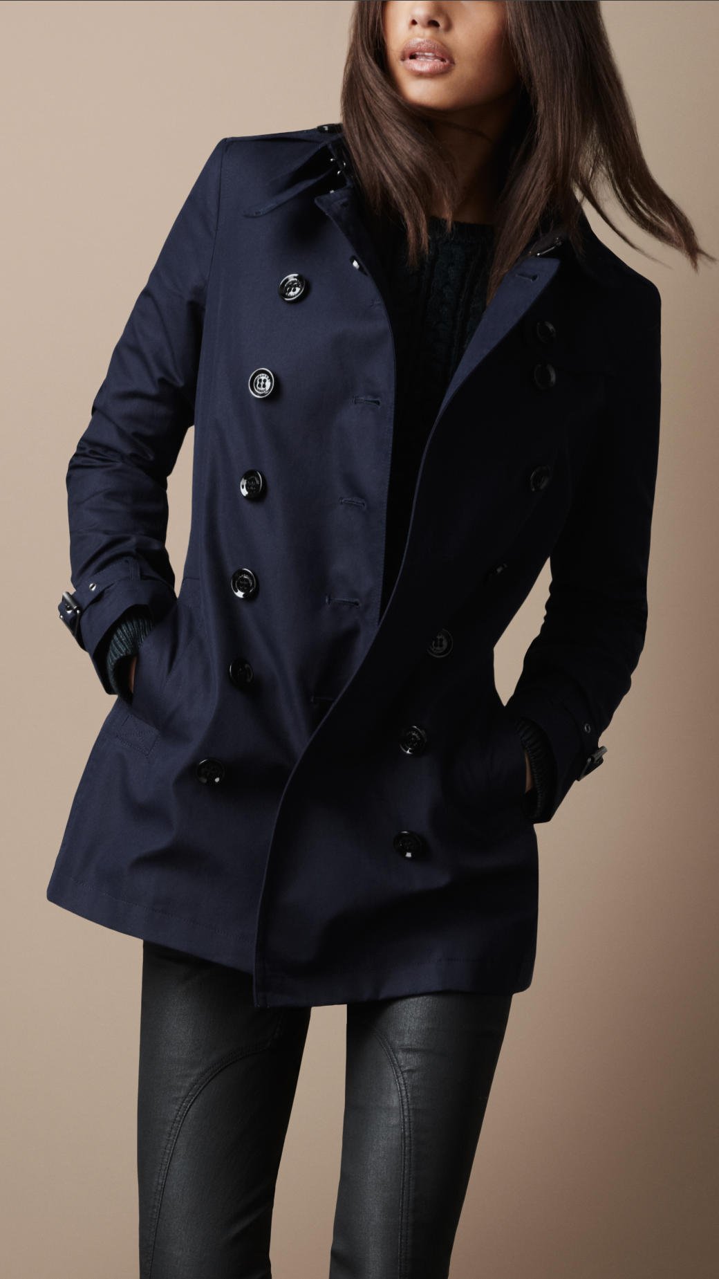 Burberry Brit Short Cotton Trench Coat in Blue (true navy) | Lyst