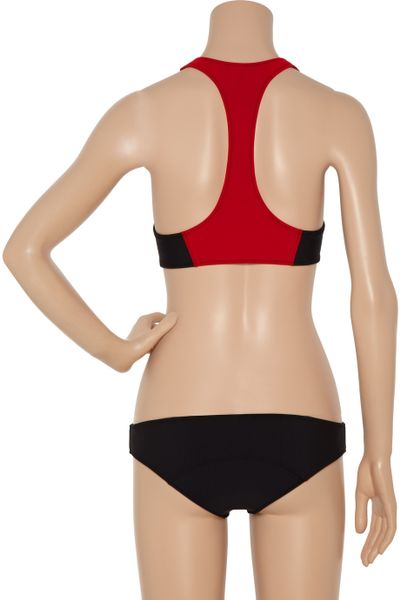 Lisa Marie Fernandez Kristi Neoprene Racerback Bikini In Black Red Lyst