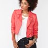 Nasty Gal Cropped Moto Jacket in Pink (coral) - Lyst