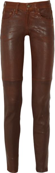 Rag & Bone Skinny Leather Pants in Brown - Lyst